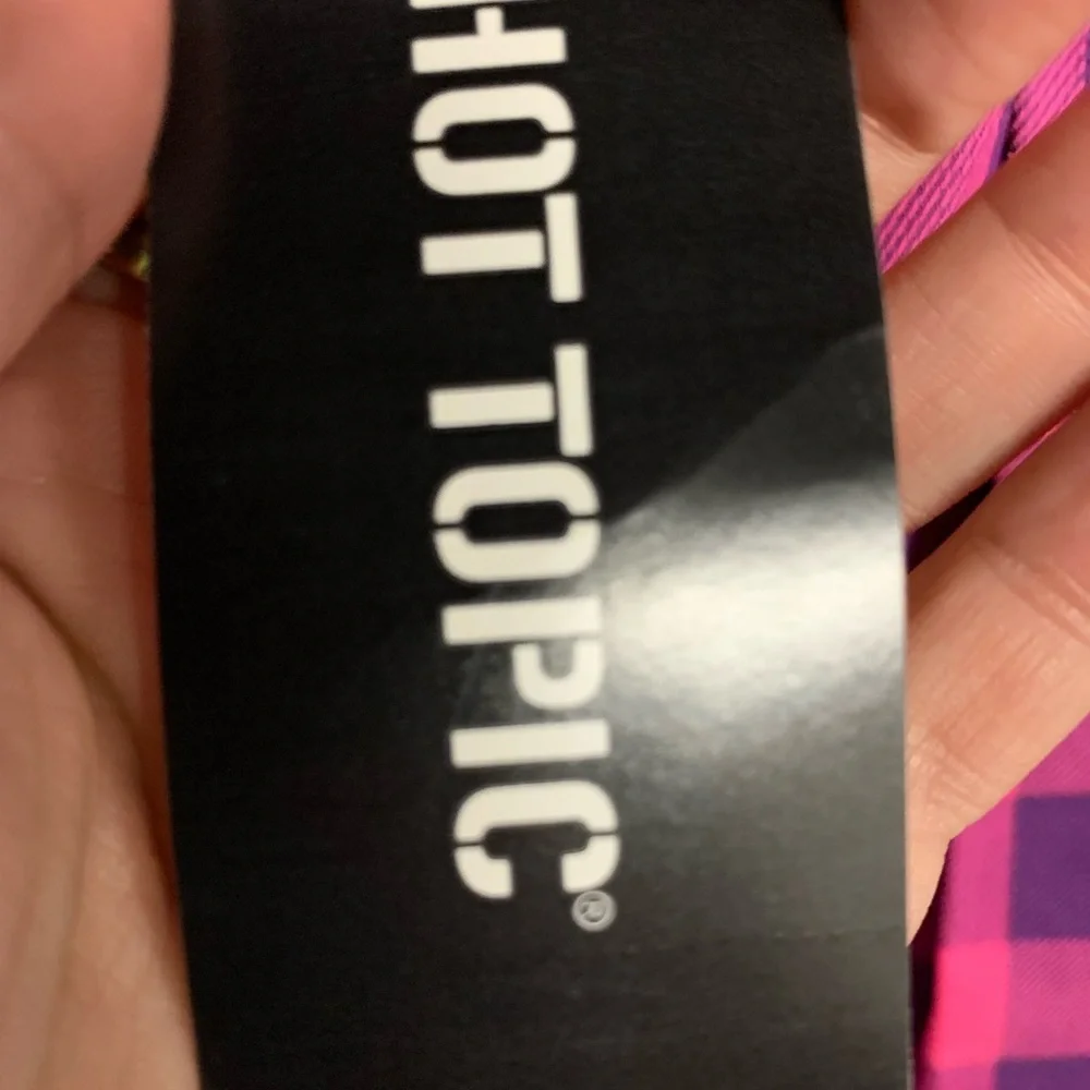 Hot Topic Pink and Black Mini Skater Skirt with Pleated Style - Picture 6 of 6